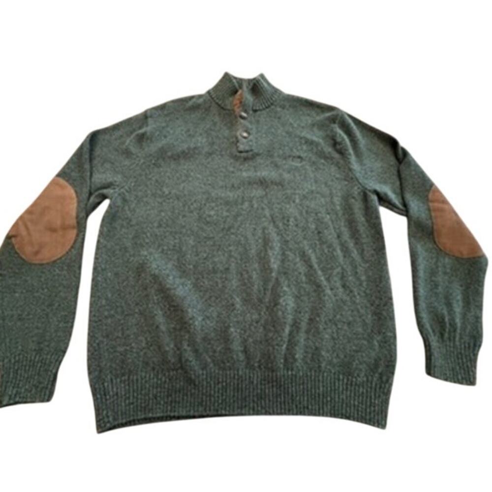 "CHAPS" Mens Long‎ Sleeve Sweater SZ XL Elbow Patches 100% Cotton Grandpa Core